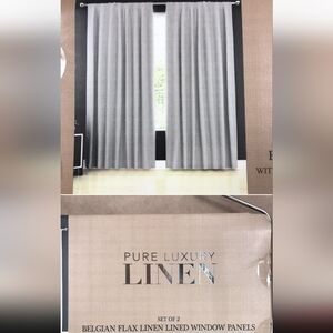 Pure Luxury Linen 96" Belgian Linen Lined Window Panels Curtains Set Of 2